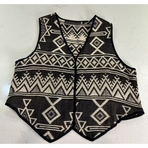 VTG‎ New Identity Vest Southwestern Aztec Cowgirl 100% Cotton Knit India LG READ